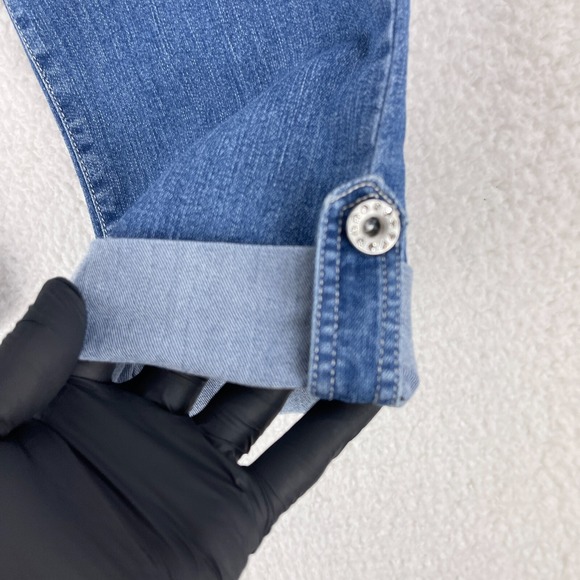 NYDJ Petites Jeans Womens Size 10P Blue Denim Straight Crop Roll Cuff Mid-Rise - Picture 12 of 16